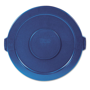 Rubbermaid® Commercial Round Flat Top Lid, For 32 Gal Round Brute Containers, 22.25" Diameter, Blue freeshipping - TVN Wholesale